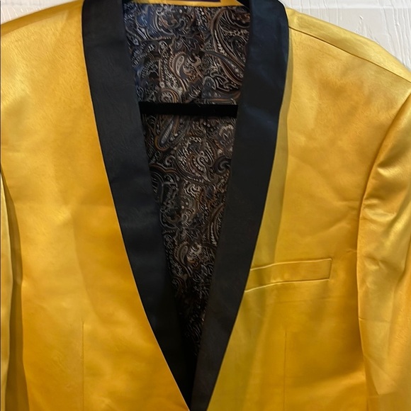Vibrant Yellow Blazer with Black Trim - Picture 4 of 13